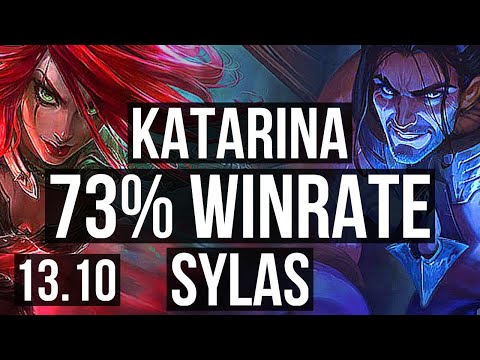 KATARINA vs SYLAS (MID) | 73% winrate, 9 solo kills, Godlike, 16/4/6 | TR Master | 13.10