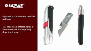Cutter Kronus 7556SS cu dubla securitate autoretractabil si set 10 lame SK5