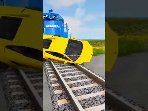 Lambo car vs rails 😱😎 #shorts