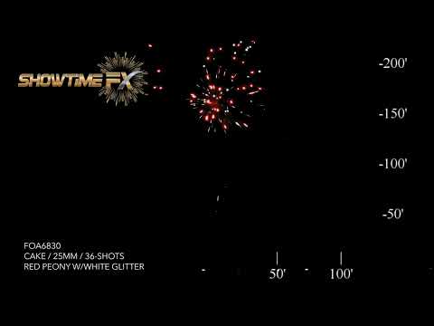 FOA6830: RED PEONY W/WHITE GLITTER - VERTICAL