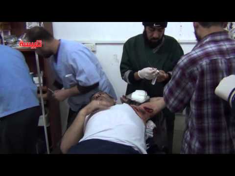 إصابة المقدم يوسف حديد وتقديم العلاج له في إحدى المشافي الميدانية في تلبيسة