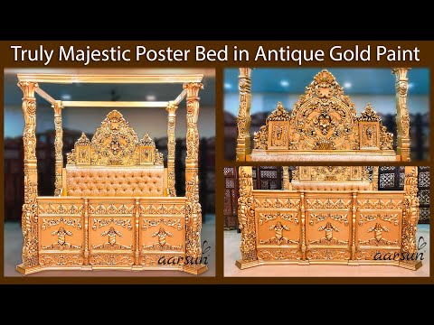 King size teak wood wooden royal poster bed