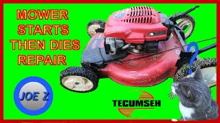 MOWER STARTS THEN DIES   REPAIR