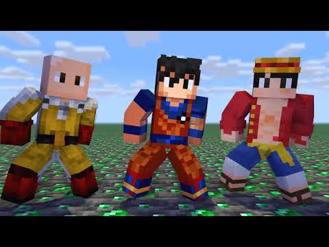 DUN DUN DANCE WITH SAITAMA,GOKU,LUFFY- MINECRAFT ANIMATION