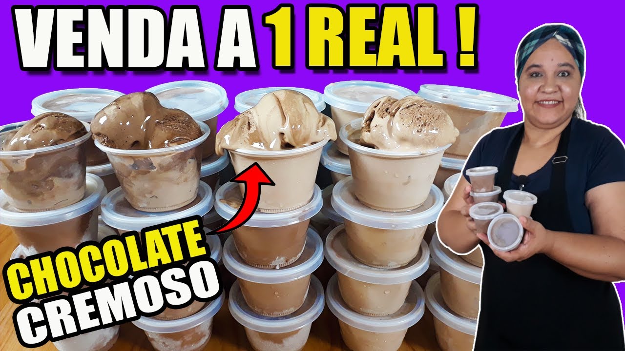 RENDEU 100 POTES De Sorvete Caseiro de Chocolate as 2 FORMAS de FAZER !  ( FAÇA E VENDA ! )