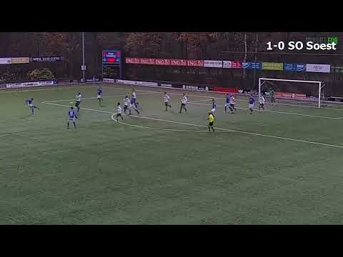Doelpunt Achraf Chidar de 1-0 van SO Soest tegen DCG op 4 december 2022