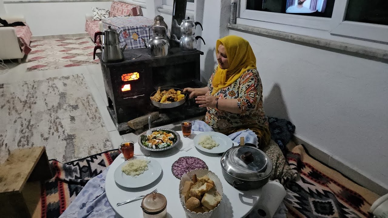 KÖY EVİNDE KUZİNEDE AKŞAM YEMEKLERİMİZ 🔥🔥