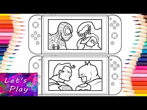 Spiderman vs Venom vs Superman vs Batman Coloring Pages Nintendo Switch Superheroes Coloring 1