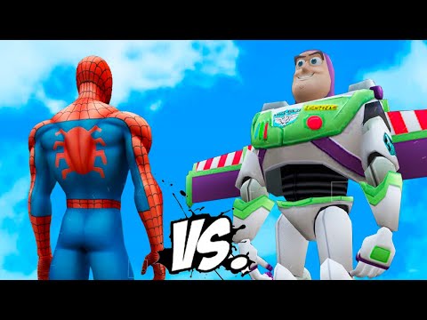 BUZZ LIGHTYEAR vs SPIDERMAN (MUSCLE) - EPIC SUPERHEROES BATTLE