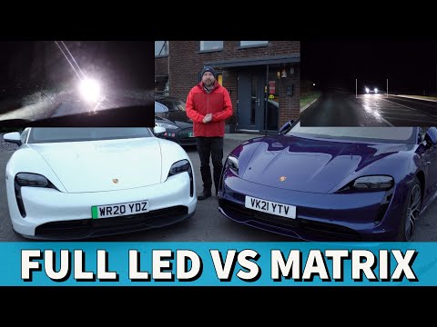 The power of good headlights! Cornering and full Dynamic Matrix LED PDLS+ demo using Porsche Taycan