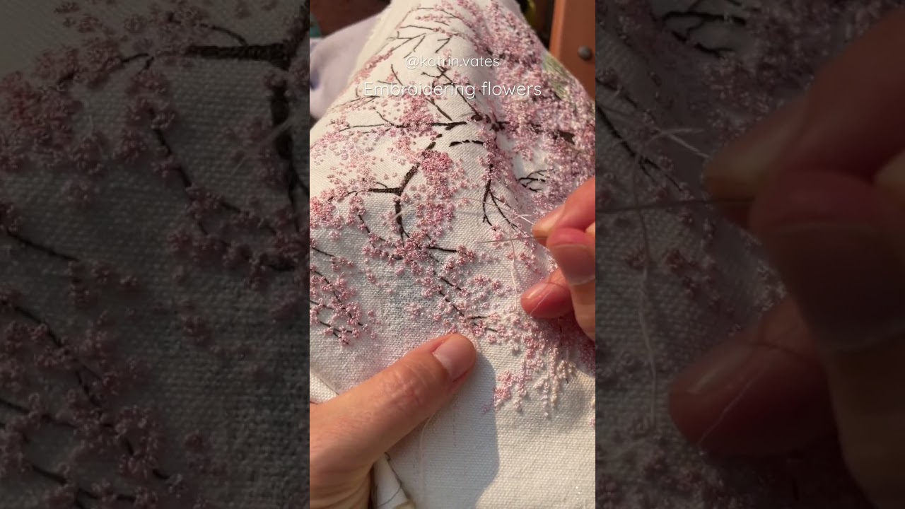 Sakura, embroidering flowers. Embroidery Art