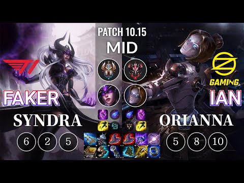 T1 Faker Syndra vs OZ Ian Orianna Mid - KR Patch 10.15