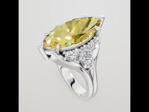 Marquise Brilliant 3.27ct Heliodor Ring With Diamonds in Platinum, White or Yellow Gold