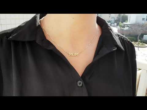 A video of MOM Necklace in Real Gold with Small Diamond | Gold Necklace for Mom