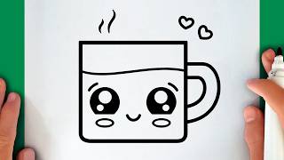 Como desenhar um COPO DE CAFÉ ou CHOCOLATE KAWAII