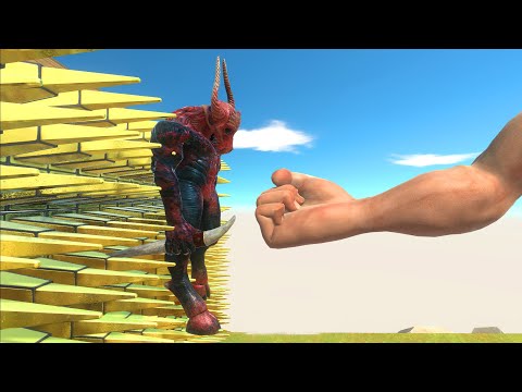 Throwing units towards the wall of blades - Animal Revolt Battle Simulator