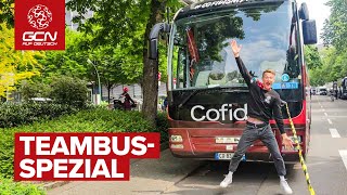 Was ist in einem Team-Bus einer Radsportmannschaft? Cofidis-Bus-Tour