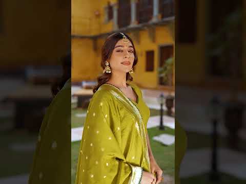 Mehendi Pure Chanderi Zari Weaving Lehenga Choli Set with Gotta Patti Detailing & Matching Dupatta – 4-Meter Flair Fully Stitched Ethnic Wear