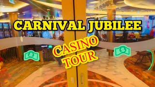 Carnival Jubilee HUGE CASINO TOUR Casino Bar Nonsmoking and Smoking Sections Cashier Host Desk Deck7