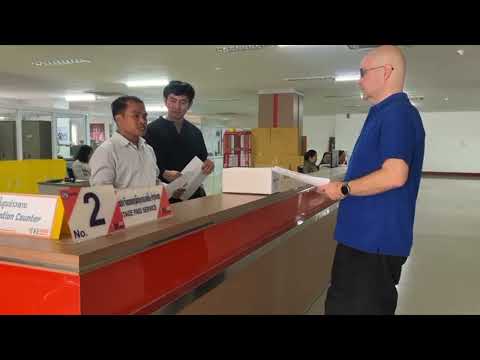 The role-playing on shipping service by Chanthai at the Lao Postal Company on January 22, 2024.