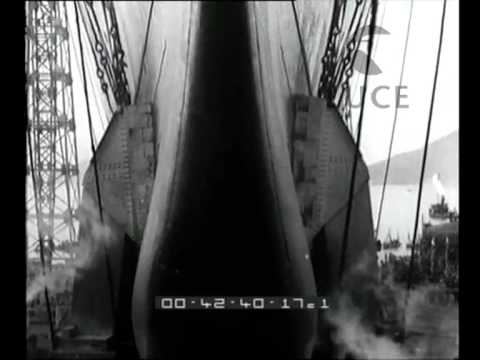 The launching of the cruiser "Duca degli Abruzzi" in the presence of the Undersecretary of State for