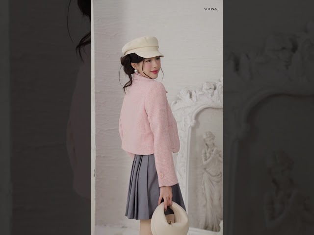 ED19S187 - Áo khoác dạ tweed kẻ kim tuyến