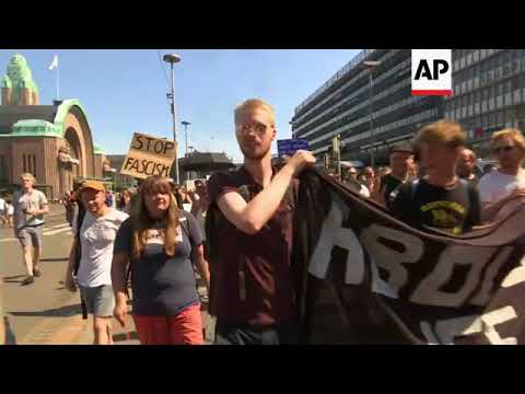 Raw: Protesters Go To Helsinki During Summit