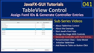 Download the video "TableView | Part 5 - Generate Fxml Controller Entries | JavaFx GUI Tutorial #41"