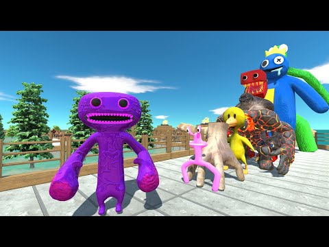 Jumbo Josh Violet vs Rainbow Friends PYRAMID DEATH RUN - Animal Revolt Battle Simulator