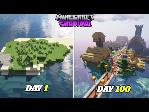 🔥100 Days Survival Challenge on Island in Minecraft PE 1.20