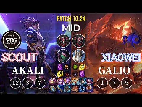 EDG Scout Akali vs DMO Xiaowei Galio Mid - KR Patch 10.24