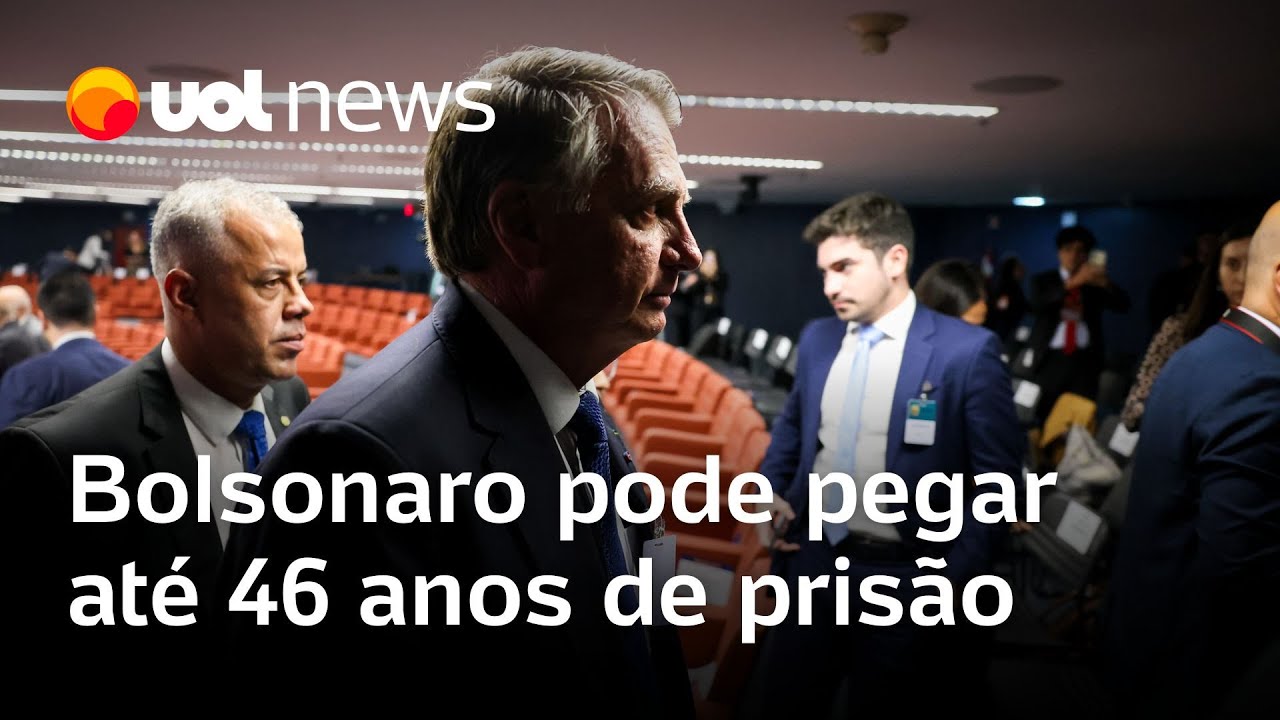 Pena de Bolsonaro pode chegar a 46 anos de prisão caso seja condenado por tentativa de golpe