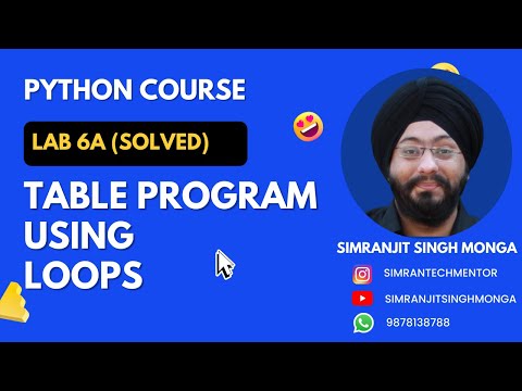 Lab 6a Table Printing Solution Solution Python Program Simranjit Singh Monga