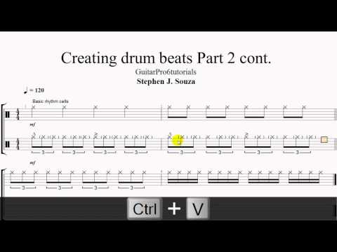Guitar Pro 6 tutorial - Creating drum beats Part 2 cont.