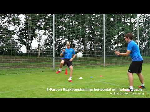 4 Farben Reaktionstraining horizontal mit hohem Zuspiel   Athletiktraining für Fußballer   FLEXVIT