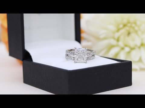 Cathedral Pave Lab Diamond Engagement Ring 2.5 Carat Radiant | Ada Diamonds