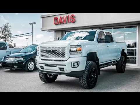 White 2015 Sierra Denali HD Custom Paint Lifted only in Alberta at Davis GMC Buick