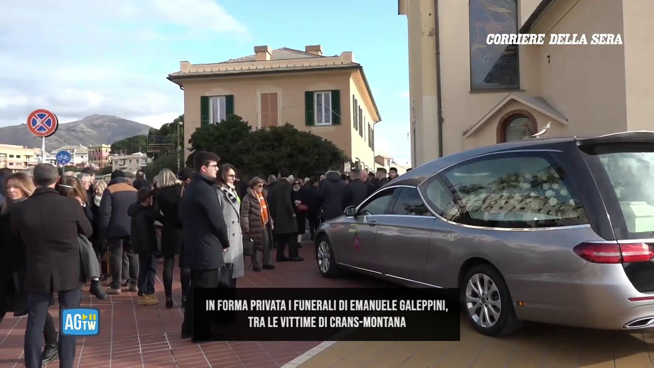 I funerali di Emanuele Galeppini, vittima dell'incendio di Crans-Montana