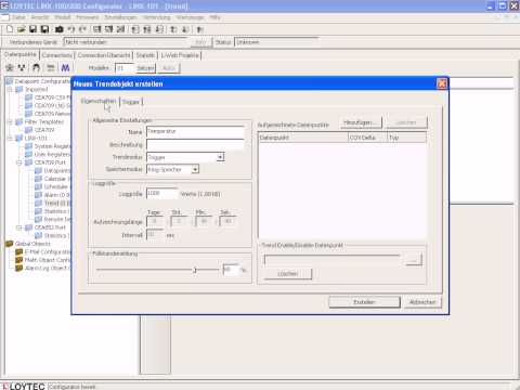 LOYTEC L-INX Configurator - Das Erstellen von Trend-Objekten [A008]
