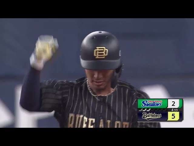 【4回裏】ベテランの一振り!! バファローズ・安達了一 センターを破るタイムリー2ベース!! 2024年6月15日 オリックス・バファローズ 対 東京ヤクルトスワローズ
