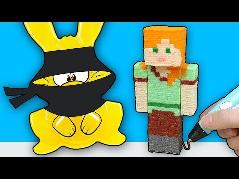 АЛЕКС ИЗ МАЙНКРАФТА 3D РУЧКОЙ И НИНДЗЯ ЖЕЛЕЙНЫЙ ЗАЯЦ ХАРИТОН