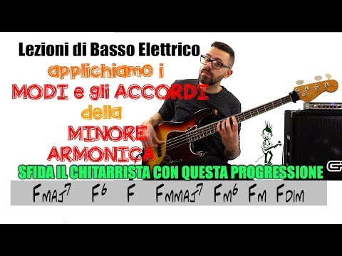 Lezioni di Basso 45 - Minore Armonica - applichiamo i Modi e gli Arpeggi