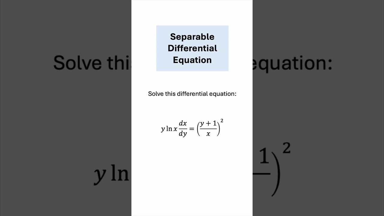 Separable Differential Equation Solved Step by Step #maths #calculus #differentialequation