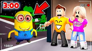 SPOTKAŁEM STRASZNEGO MINIONKA o 3 W NOCY na BROOKHAVEN w Roblox!