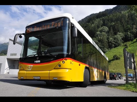 Mit dem Bus durch die Berge - Schweizer Postbus auf der Bristenstrasse und Alpenblick