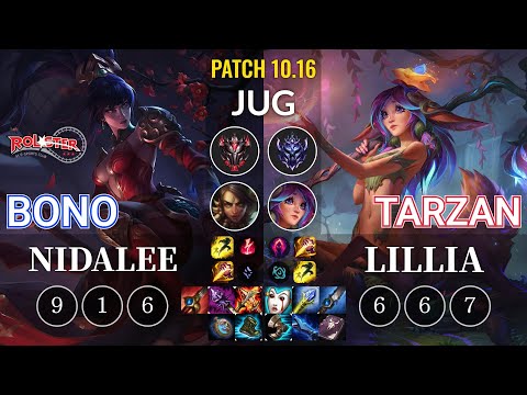 KT Bono Nidalee vs Tarzan Lillia Jungle - KR Patch 10.16