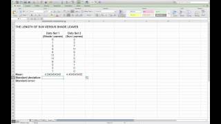 Calculating mean, standard deviation and standard error in Microsoft Excel