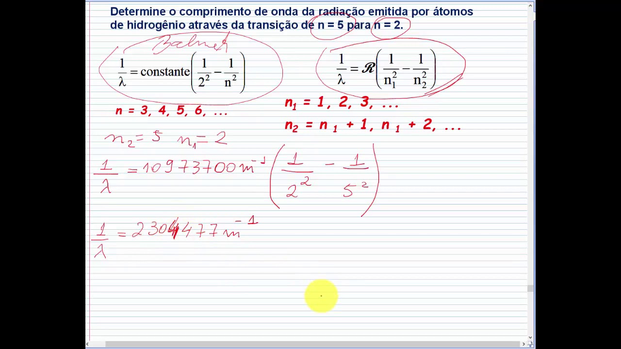 Estrutura atômica para poetas (6): Modelagem das linhas espectrais do hidrogênio, série de Balmer.