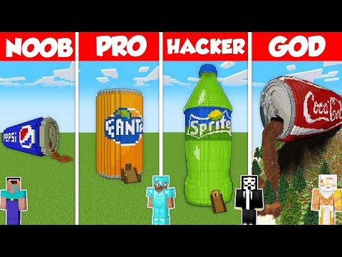 Noob Builder - Minecraft - COLA SODA DRINK HOUSE BUILD CHALLENGE - Minecraft Battle: NOOB vs PRO vs HACKER vs GOD / Animation