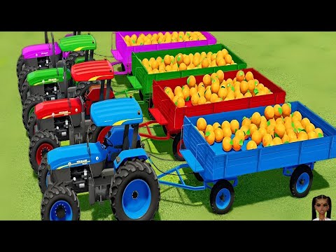 TRANSPORT & LOAD & SELLING ORANGE WITH NEW HOLLAND LOADERS and TRACTORS - Farming Simulator 22